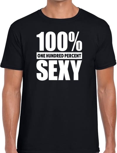 100% percent sexy tekst t-shirt zwart voor heren - honderd procent sexy shirt S