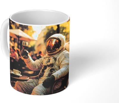 Mok - Koffiemok - Wijn - Rood - Terras - Koffie - Mokken - 350 ML - Beker - Koffiemokken - Theemok