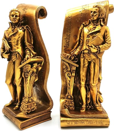 Boekensteunen - Mozart - Barok stijl - set van 2 - Met de hand vervaardigd - Zeer gedetailleerd en Mooi - Zware Kwaliteit - (hxbxd) ca. 29cm x 12cm x 9cm