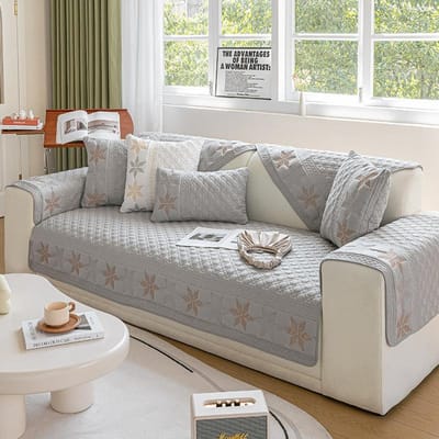 Katoenen Bankhoes Geborduurd Antislip Kussenstof Vier Seizoenen Universeel Woonkamer Bankhoes Jacquard Hoesdoek Handdoek 70x70cm 1pcs grijs