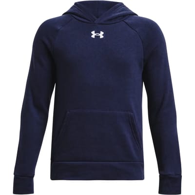 Under Armour UA Rival Fleece Hoodie-BLU Jongens Sporttrui - Midnight Navy - Wit