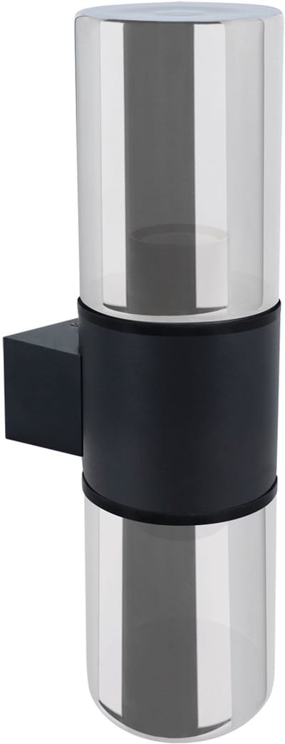 BERYL - Buiten Wandlamp - Luxery wandlamp - Up&Down - 2 X E27 Fitting - Zwart - Spiegel Glas / Kunststof - IP54