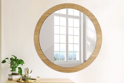 Coloray Bedrukte Spiegel - Houtstructuur Bedrukte Spiegel - 90 cm - Bruin Bedrukte Spiegel - Bedrukte Spiegel - Spiegel Met Bedrukte Lijst - Spiegel Met Decoratie