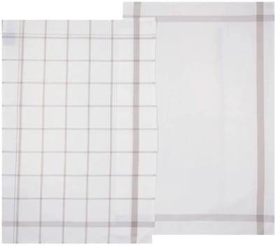 5Five Theedoek Traditioneel - set van 2x stuks - grijs/wit- motief - katoen - 70 x 45 cm - Afdroogdoek - Vaatdoek