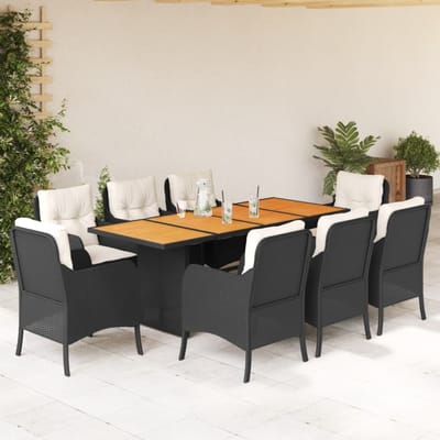 vidaXL - 9-delige - Tuinset - poly - rattan - zwart