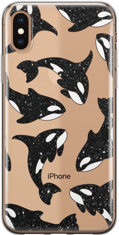 Hoesje geschikt voor iPhone Xs - Orka - Soft Case - TPU - Print - Transparant - Mooie Telefoonhoesjes