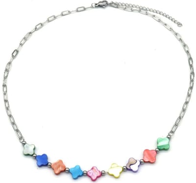 Ketting met Klaver - RVS - Lengte 39-44 cm - Zilverkleurig