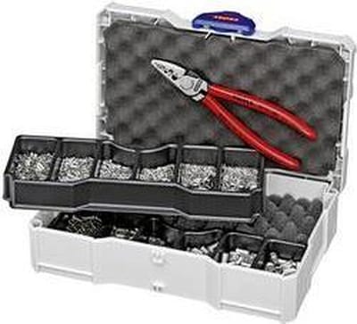 Knipex 97 90 05 Krimptang Adereindhulzen 0.25 tot 16 mm² Incl. Tanos mini-systainer, Incl. assortiment adereindhulzen