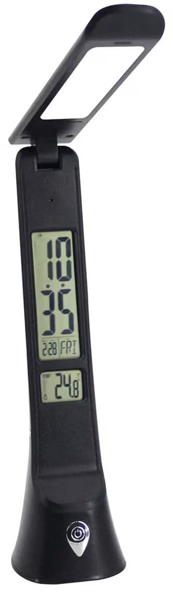 Avide LED Bureaulamp Hugo Dimbaar 6W - Met Kalender + Alarm + Klok + Thermometer Functie - 300 lumen - Zwart