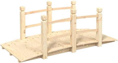 Houten Tuinbrug met Leuning 150x67x56 cm Stevig Sparrenhout Vijverbrug