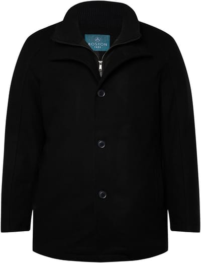 Boston Park - Heren - Jas met wollen look opstaande kraag met inzetstuk - Navy blauw - Maat 56+
