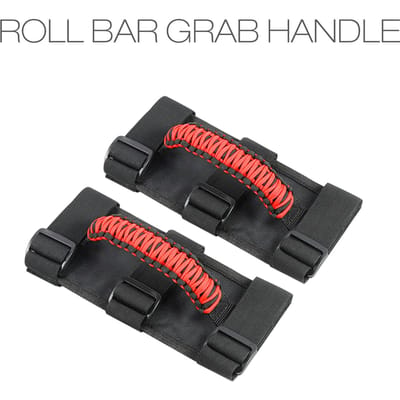 Autorolbeugel Paracord Handgrepen Handgrepen met 3 riemen Vervanging voor Jeep Wrangler 2 Pack black