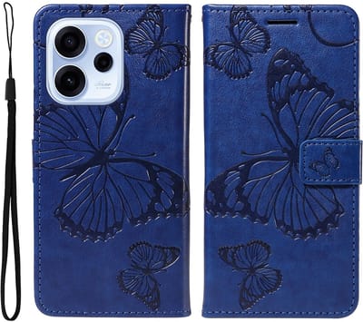 Coverup Hoesje - Geschikt voor OPPO Reno15 F Hoesje - Coverup Vlinders Book Case - Blauw