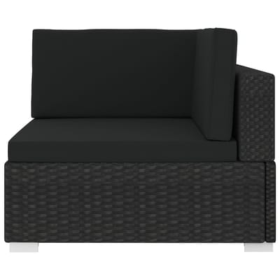 vidaXL - Hoekbank - 1 - st - met - kussens - poly - rattan - zwart