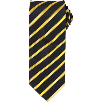 Premier Heren Sport Stripe Pattern Formele Work Tie (Zwart / Goud)