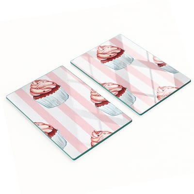 Keukenplanken van gehard glas met decoratieve muffin-afbeeldingen, 2x40x52 cm