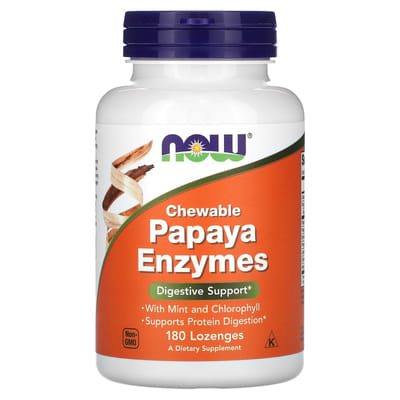 NOW Foods, Kauwbare Papaja Enzymen, 180 Pastilles