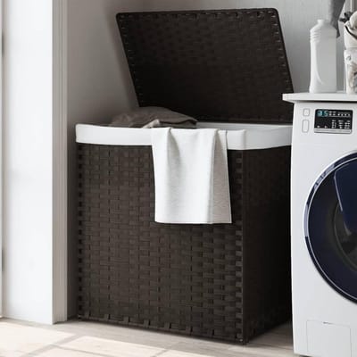 Wasmand met 2 vakken - Wasemmer Sorteer - Kleding Sorteren - Afneembare binnenzak - 53x35x57 cm - Donkerbruin