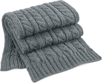 Beechfield warme kabel gebreide winter sjaal - grijs - Luxe kwaliteit - 100% acryl - Dames/heren/volwassenen