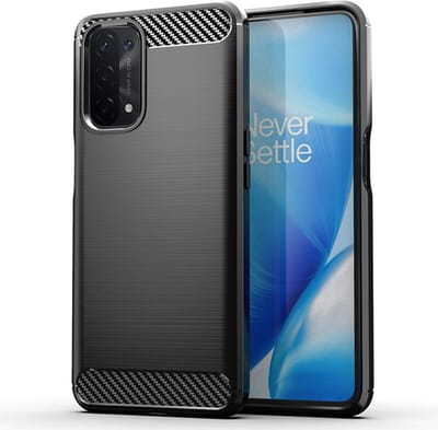 Hoesje geschikt voor Oppo A54 5G / A74 5G - Techsuit Carbon Silicone Back Cover - Zwart