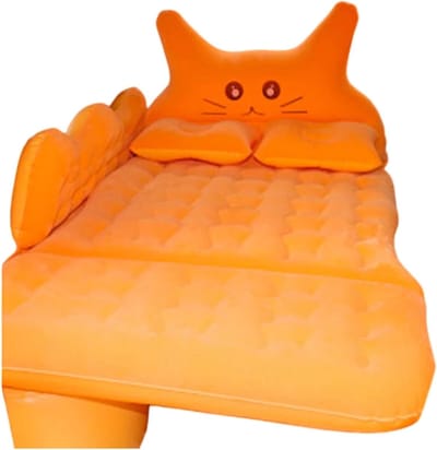 Luchtbed Auto Kinderen - Autobed Opblaasbaar - Reizen met Kinderen - Schokabsorberend Ontwerp - 170x80cm - Oranje