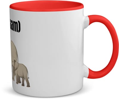 Akyol - olifant en kleine olifant met eigen naam koffiemok - theemok - rood - Olifant - olifanten liefhebbers - iemand die houdt van olifanten - verjaardag - cadeau - kado - 350 ML inhoud