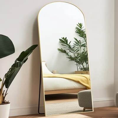 Grote Vloerspiegel met Staander - Volledige Lengte Spiegel in Goud 180.5 x 76 cm