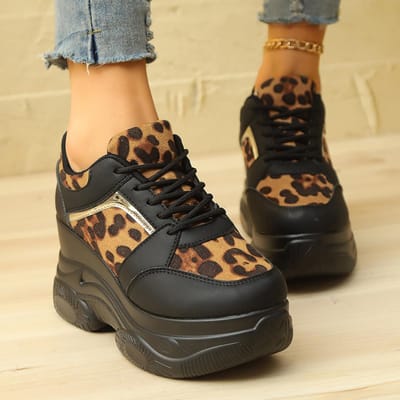 Dames Leopard Print Hoge Plateau Sneakers Herfst Dames Schoenen Vrouwen Sneakers Ademend Casual 42