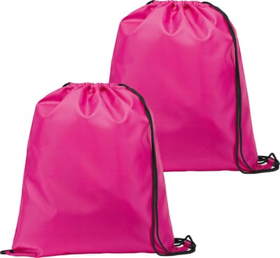 Gymtas/lunchtas/zwemtas met rijgkoord - 2x - voor kinderen - fuchsia roze - 35 x 41 cm - rugtas