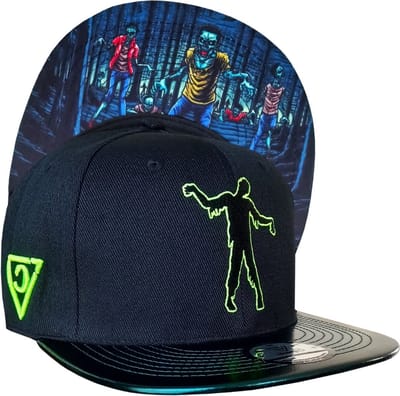 Capiche® Snapback – Zombie Apocalyps – Zwart & Donkergroen Crackling Metallic – NIEUW Metallic Materiaal – Pet Heren – Sportcap – Horror Zombie Pet – Zombie Apocalypse