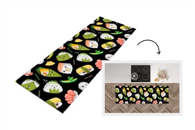Keukenloper - Loper keuken - Kawaii - Sushi - Patronen - 150x50 cm - Keukenloper vinyl
