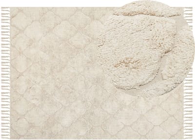 SILCHAR - Laagpolig vloerkleed - Lichtbeige - 160 x 230 cm - Katoen