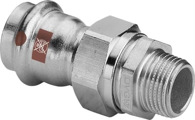 Viega Temponox-overgangskoppeling, d 54mm, R 2 messing vernikkeld, roestvrij staal Model 1765, 812133