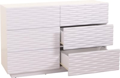 Ladekast MCW-M52, kast dressoir, 3D design laden push-to-open, 81x120x42cm hoogglans wit