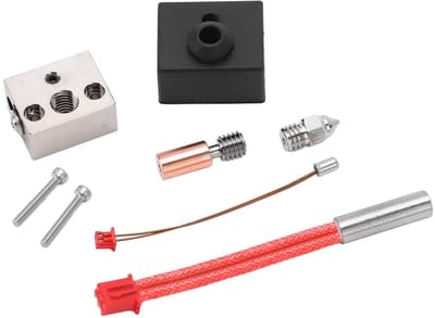 Dailygoods- Hotend Kit Bimetaal Verwarmingsblok 24V 40W 300°C - 0,4 mm Mondstuk - Siliconen Hoes - Hoge Precisie - Duurzaamheid - Compatibel met Ender 3 S1 - 3D Printer Nozzle