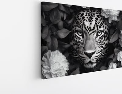 Saammp Canvas Schilderij - Portret - Panter - Natuur - Dieren - 45x30 - Foto op canvas - Wanddecoratie - Muurdecoratie Woonkamer - Slaapkamer decoratie - Canvas Print