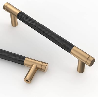 Famanu - Gekartelde kastgrepen, zwart gouden meubelgrepen, 128 mm gatafstand, deurgrepen voor keuken, ladegrepen, keukengrepen, vintage grepen voor keukenkastjes, ladekast, commode, 10 stuks