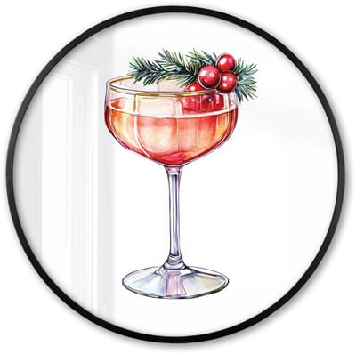 Poster in lijst Rond - Fotolijst 60x60 cm - Posters - Cocktail - Feest - Winter - Decoratie - Ronde posterlijst zwart - Decoratie - Wanddecoratie woonkamer - Muurdecoratie slaapkamer