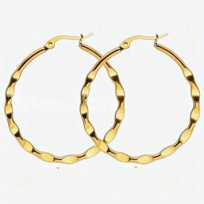Lucardi Dames Oorringen goldplated 50mm - Oorbellen - Cadeau - Echt Zilver - Goudkleurig
