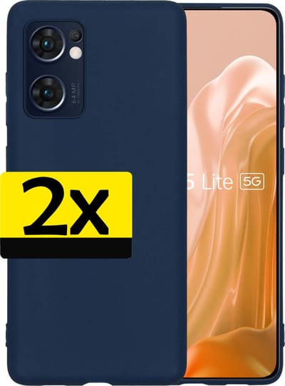 Hoesje - 2 Stuks - Geschikt voor OPPO Find X5 Lite - Sterk & Shockproof - Case Siliconen - Back Cover - Telefoon Hoes - Telefoonhoesjes - Donkerblauw