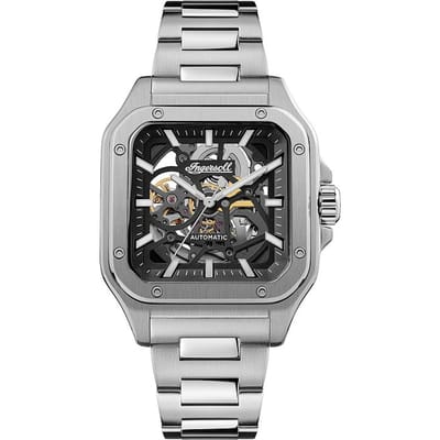 Ingersoll The Ollie Roestvrij Staal Zwarte Skelet Wijzerplaat Automatisch I14501 Herenhorloge zwart