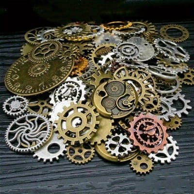 1 paquet 100g/3.52oz, Engrenages Steampunk Vintage en Alliage de Bronze, Breloques d'Engrenages en Alliage Mixte, Pièces de Montre d'Artisanat DIY, Pendentifs de Style Cyber Punk pour la Fabrication de Bijoux 100g multicolore