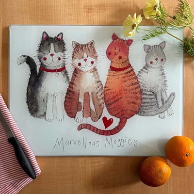 Alex Clark Marvellous Moggies Glass Worktop Saver ~ Glazen werkbladbeschermer Katten