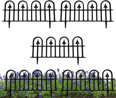 Decoratieve Hekrand - Tuinborder Afscheiding - Bloembedden Afzetten - Weerbestendig PP Materiaal - 5 Delig - Zwart