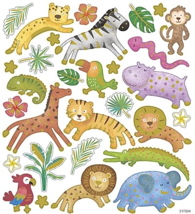 Stickers - Wilde Dieren Stickervel - DIY Plakstickers - Creatieve Hobby Stickers - Formaat 15x16,5 cm - Safari Thema - Decoratieve Stickers - Dieren Knutselen