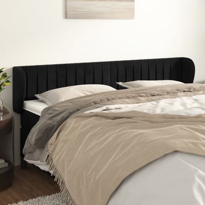 vidaXL - Hoofdbord - met - randen - 163x23x78/88 - cm - fluweel - zwart