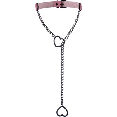 Hart Slipketting Y-Halsketting Zwarte Lederen Choker Kraag Voor Vrouwen Goth Mode Punk Sieraden gray