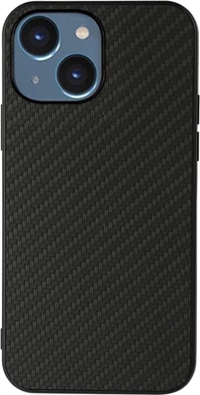 Cityhoesje - Backcover iPhone 14 Plus-15 Plus - Carbon Fiber Texture PU – Zwart