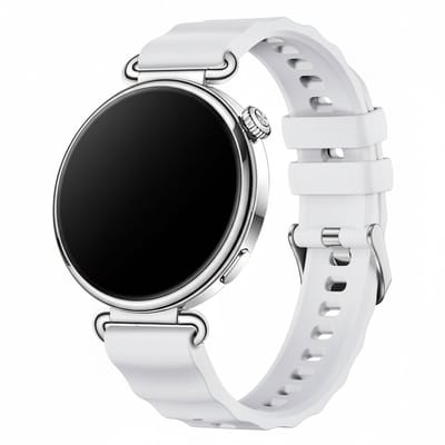 Siliconen bandje - geschikt voor Garmin Venu 2s / 3s / 4 (41mm) / Vivoactive 4s / Forerunner 255s / 265s - Huawei Watch GT 5 Pro - 42mm / GT 6 / GT 5 / GT 4 - 41mm - ribbel - wit