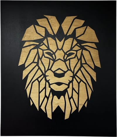 Leeuw wanddecoratie - Geometrisch - 70x60cm - Muurdecoratie - Dier - Houten wanddecoratie - Dieren - Wanddecoratie - Wandbord